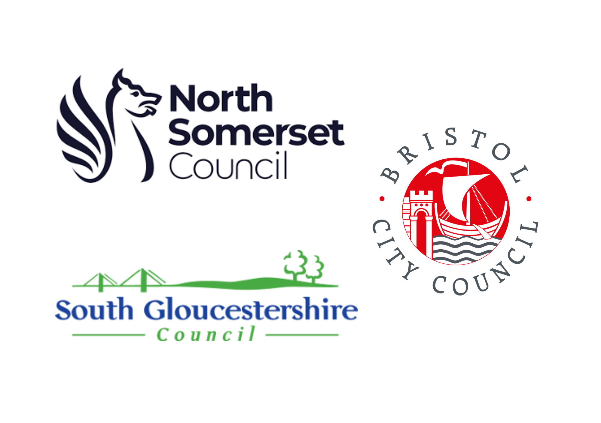 Logos for North Somerset Council, Bristol City Council, and South Gloucestershire Council