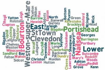 Word jumble of all the towns and villages in North Somerset